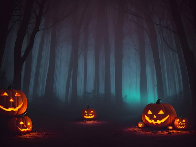 A Halloween pumpkin horror black theme for a happy Halloween celebration AI generation