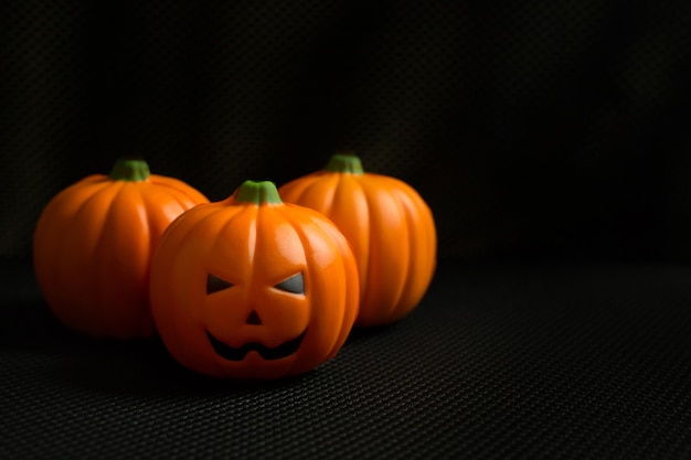 Photo the halloween pumpkin jack in black holiday background image.