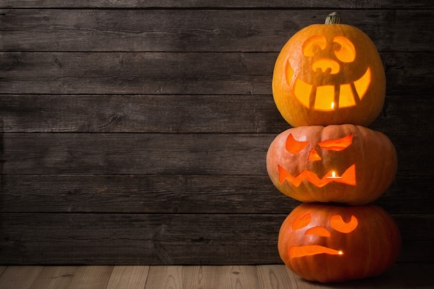 Halloween pumpkin on old wooden