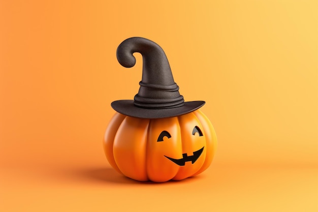 Halloween pumpkin on orange background generative ai