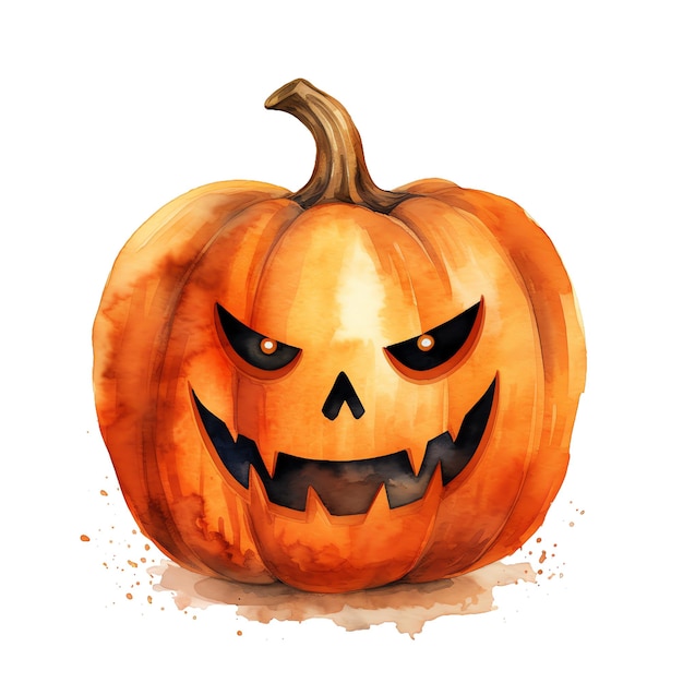 Halloween pumpkin watercolor illustration halloween clipart