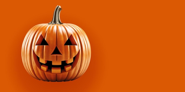 Halloween pumpkin with face on white backgroundGenerative AI