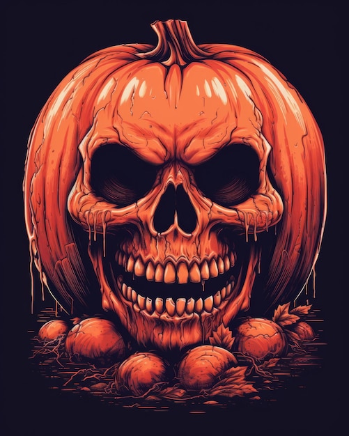 a halloween pumpkin with a skull on it