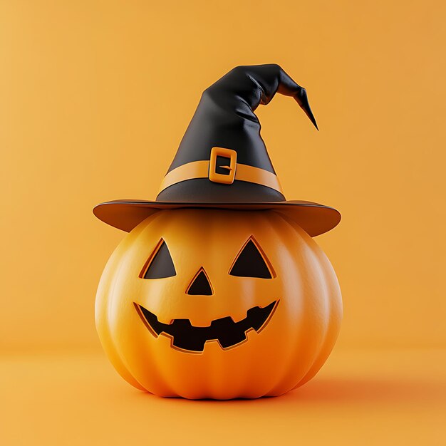 a halloween pumpkin with a witch hat on it