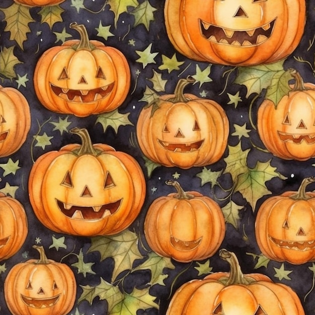 Halloween pumpkins on a dark background.