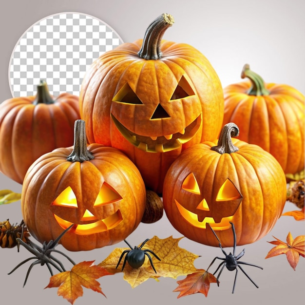 Halloween pumpkins on transparent png