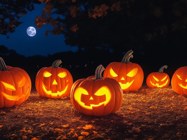 Halloween _pumpkins _under _the _moonlight