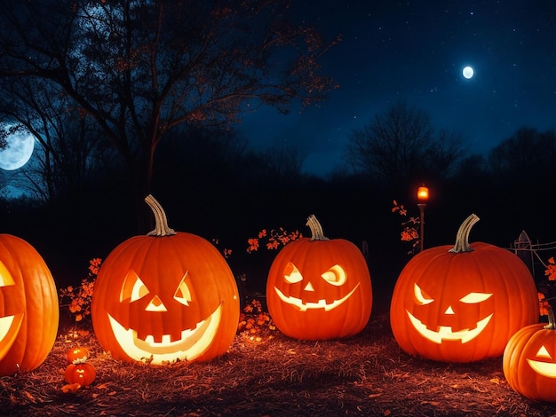 Halloween _pumpkins _under _the _moonlight