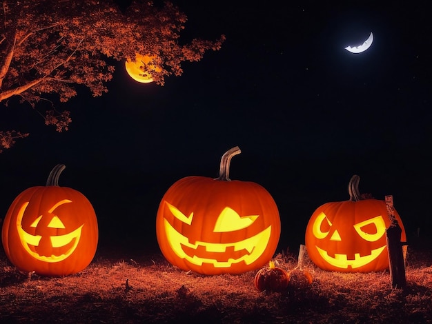 Halloween _pumpkins _under _the _moonlight