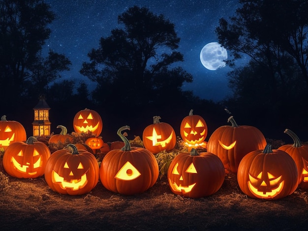 Halloween _pumpkins _under _the _moonlight