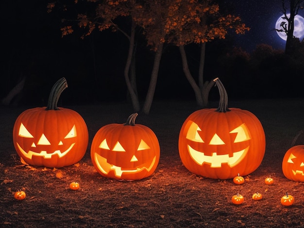 Halloween _pumpkins _under _the _moonlight