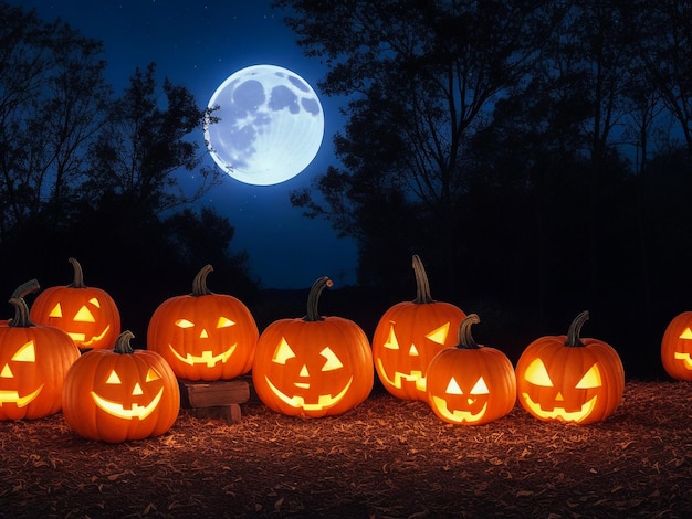 Halloween _pumpkins _under _the_ moonlight_