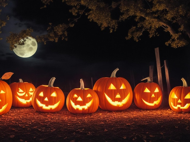 Halloween _pumpkins _under _the_ moonlight_