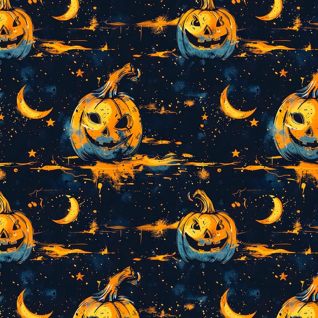 a halloween pumpkins wallpaper with stars and a moon in the background