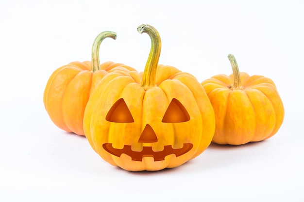 Halloween Pumpkins on white background