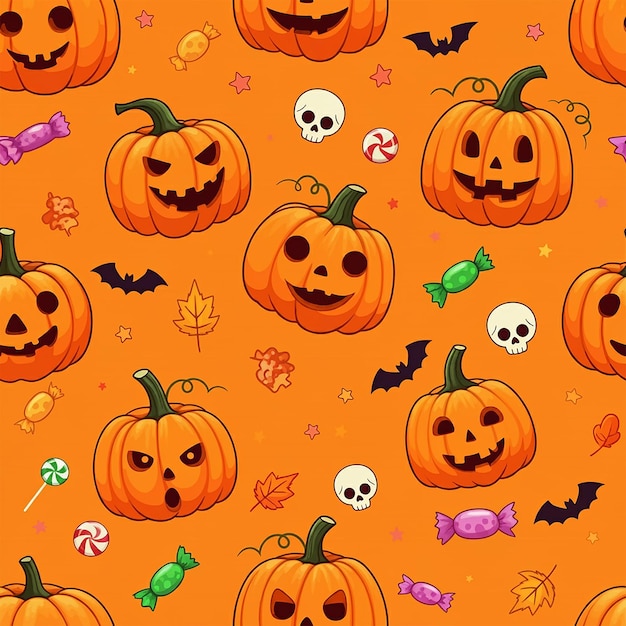 halloween pumpkins with a spooky design on a yellow background