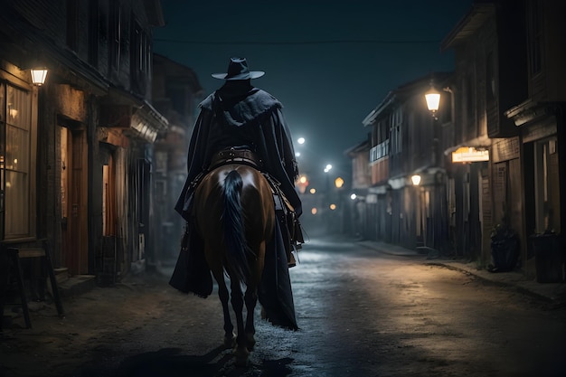 Halloween's Headless Horseman Eerie Ride a Deserted Halloween Town on a Chilly October Night