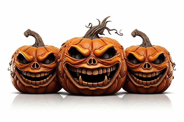 halloween scary pumpkins white background