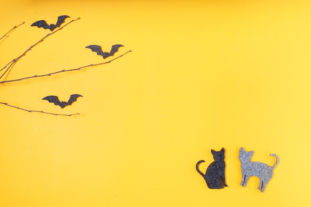 Halloween scene on orange background