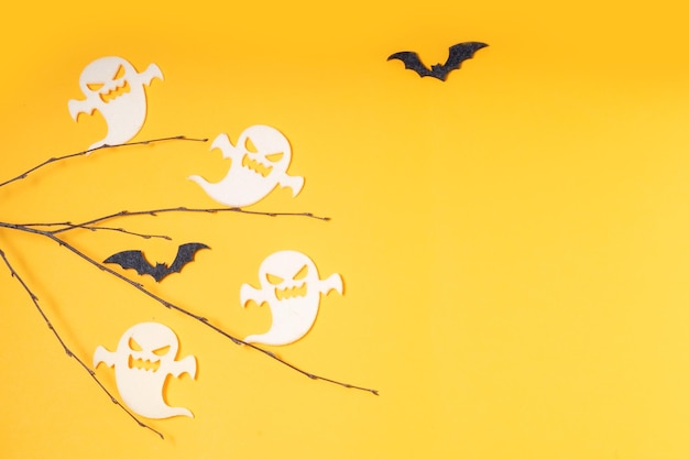 Halloween scene on orange background