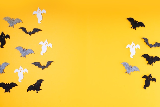 Halloween scene on orange background