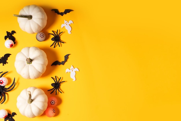 Halloween scene on orange background