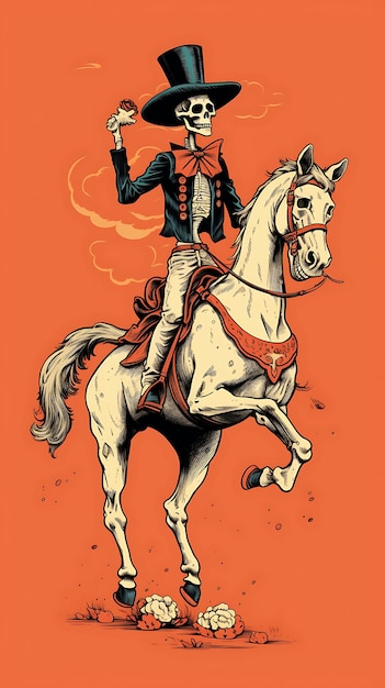 Halloween Skeleton Cowboy Design Skeleton Riding Horse Cowboy skeleton riding a skeleton horse