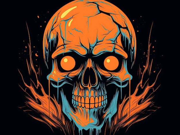 Halloween skull Terrifying skull evil skull Halloween skull illustration