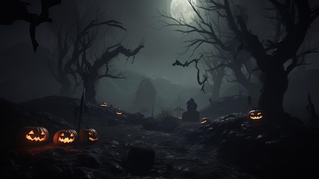 Halloween spooky background Illustration AI GenerativexA