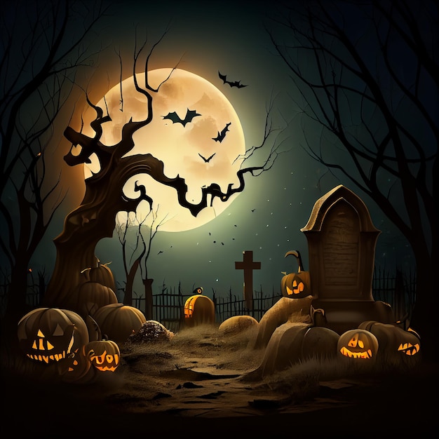 Halloween spooky background Illustration Generative AI