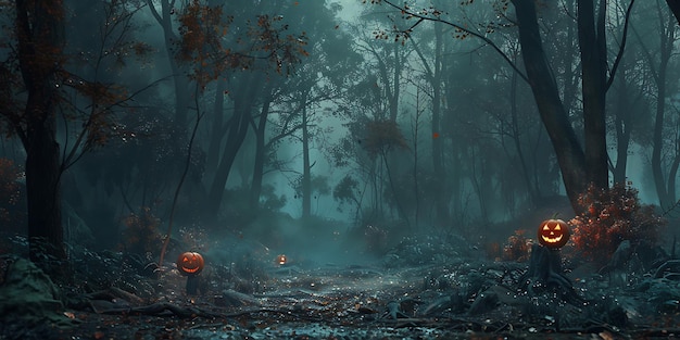 Halloween Spooky Forest background Happy Halloween Ai Generated