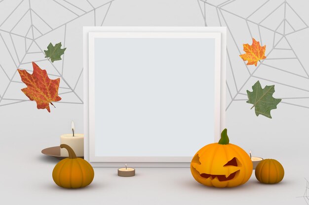 Halloween Square Frame Front Side In Grey Background