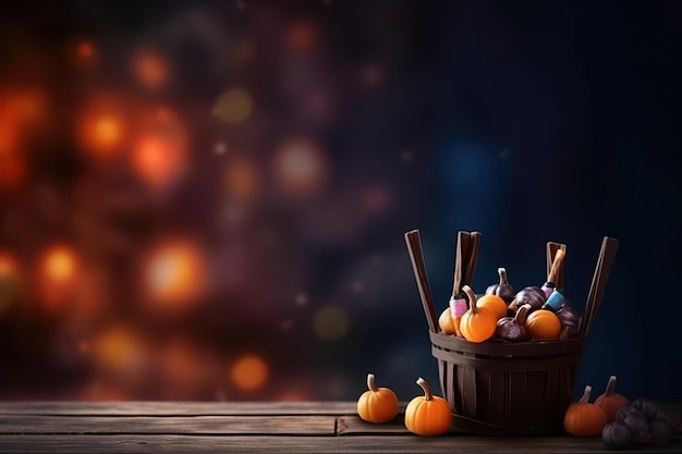 Halloween sweet colorful candies dark background