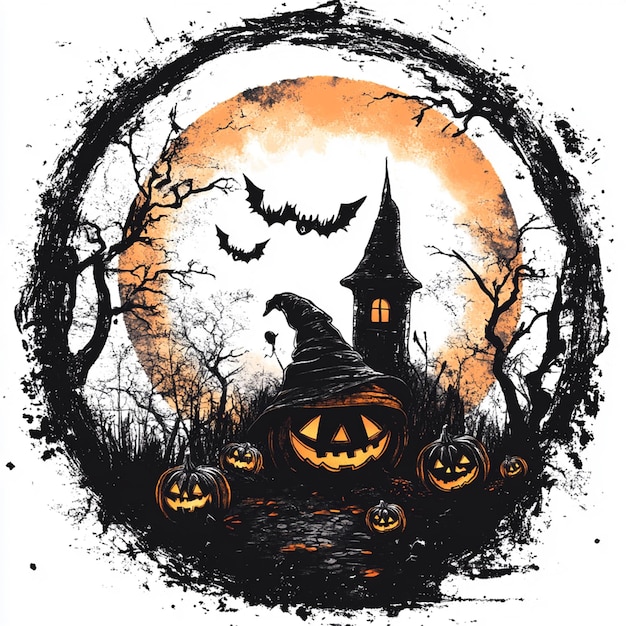 Halloween theme vector artwork for tshirt print