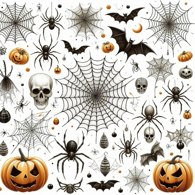 Photo a halloween theme with spiders