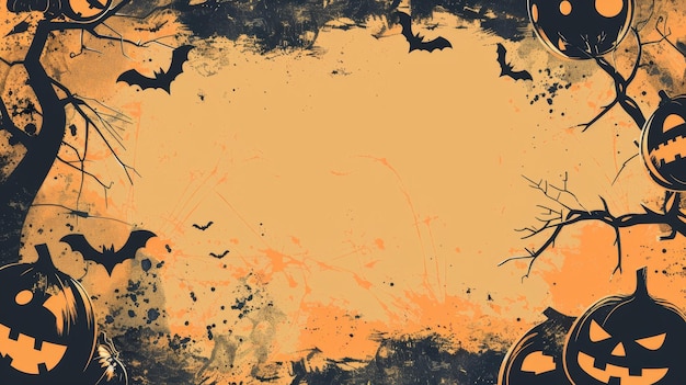 A Halloween themed background with bats and pumpkins