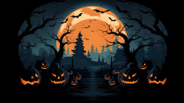 Halloween themed illustration for wallpaper or background