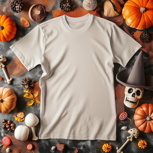 Halloween tshirt mockup Hanging shirt mock up front top view Crewneck short sleeve tee mockup