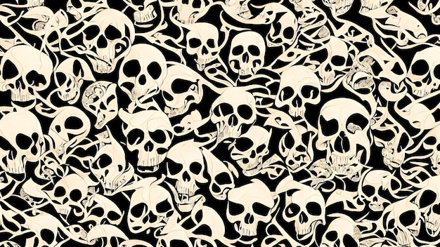 Photo halloween twisted skull patterns background wallpaper