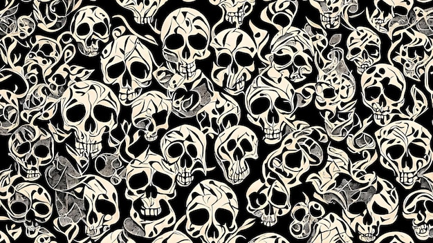 Photo halloween twisted skull patterns background wallpaper