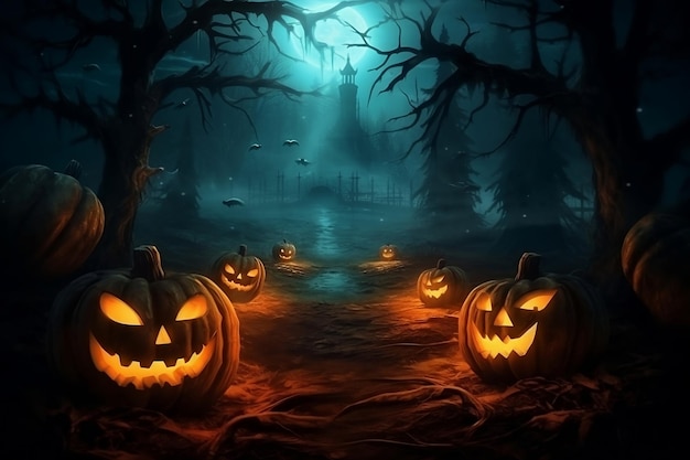 Halloween wallpaper or party background Festive template banner or poster AI generated