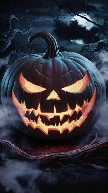 Halloween wallpaper with evil pumpkin