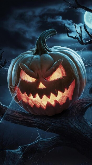 Halloween wallpaper with evil pumpkin