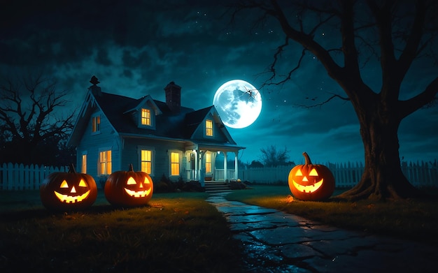 Halloween wallpaper with evil pumpkins Jpg