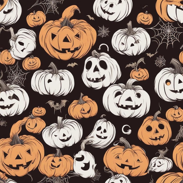 Halloween wallpaper with evil pumpkins at night