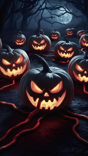 Halloween wallpaper with evil pumpkins