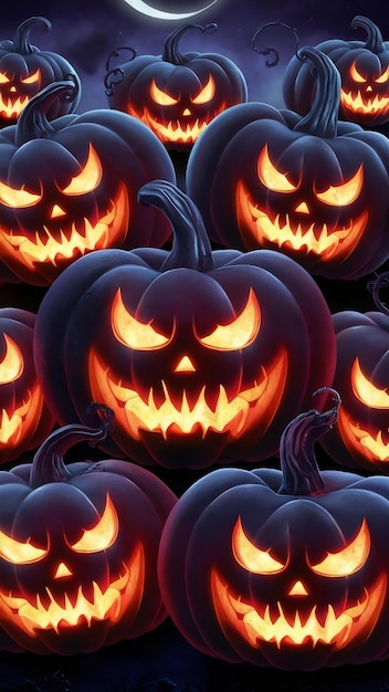 Halloween wallpaper with evil pumpkins