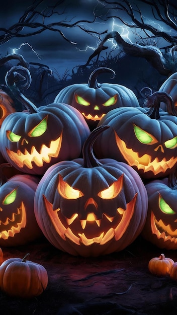 Halloween wallpaper with evil pumpkins