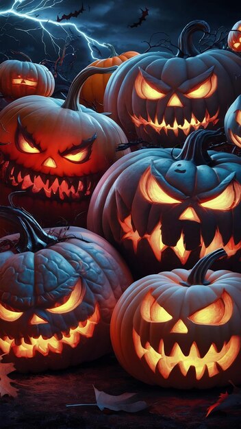 Halloween wallpaper with evil pumpkins