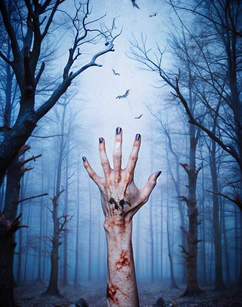 Photo halloween wallpaper with zombie hand